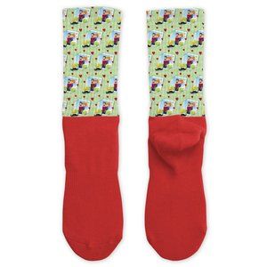 Father's Day Dad Green Red Hand Pressed Design Custom Athletic Cotton Socks